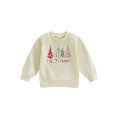 

Toddler Girls Boys Christmas Sweatshirts Xmas Tree Print Long Sleeve Pullovers Autumn Winter Casual Tops