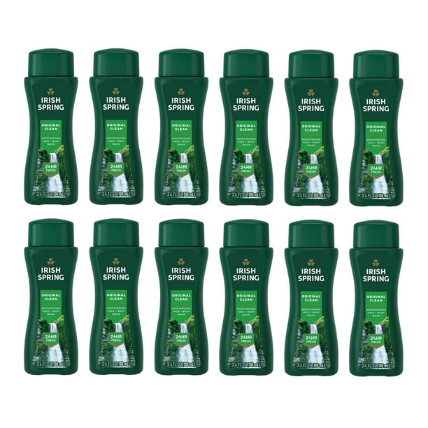Irish Spring Original Clean Body Wash Travel Size 3.4 oz (Pack of 12