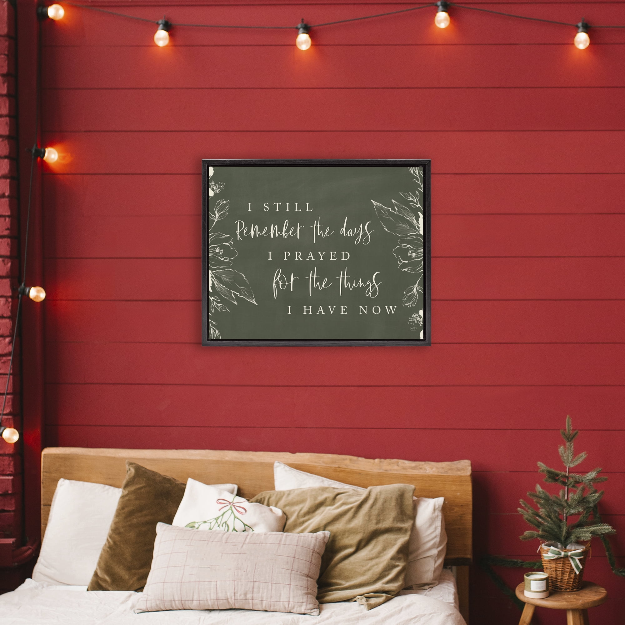 Prayed For What I Have Now Black Framed Floater Canvas Wall Art, design by Lux + Me Designs