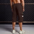 thumbnail image 3 of Mens Long Cargo Shorts Below Knee Elastic Waist Shorts Long Blew Knee Capri Big and Tall Cargo Short Pants Multi-Pocket Relaxed Fit Running Hiking Bottom,Brown 2XL, 3 of 4