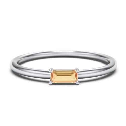 East-West Stackable Baguette Birthstone Ring - Citrine (November)