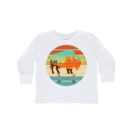 

Inktastic Buffalo Silhouette Retro Sunset Gift Toddler Boy or Toddler Girl Long Sleeve T-Shirt