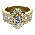 thumbnail image 4 of Statement Band Marquise Cut Halo Diamond Engagement Ring Baguettes 1.45 Carat Total 14K Gold ( G , I1 ), 4 of 5