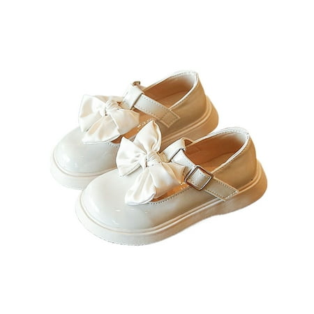 

Rotosw Girls Flats Magic Tape Mary Jane Soft Sole Princess Shoe Anti-Slip Bowknot Flat Sandals Party Lightweight Dress Shoes Beige 7C