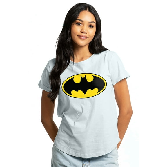 Batman Classic Logo Women's Graphic T-Shirt Rolled Sleeve Tee