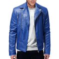 thumbnail image 1 of Hombres Moda Pu Cuero Abrigo Slim Fit Biker Motocicleta Chaqueta Bomber Cremallera Outwear, 1 of 3