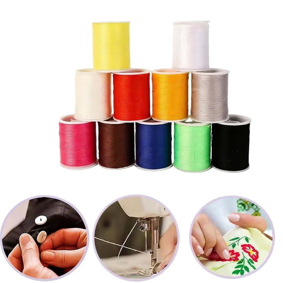 11 Assorted Colors Sewing Thread Thread - Heavy Duty Upholstery Thread for Leather, Denim, Canvas, Hand & Machine Sewing, Durable Industrial Strength Repair Kit for DIY & Crafts