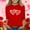 Red, variant on White Girls Casual Shirt - Double Heart Print 3/4 Sleeve Crewneck Cold Shoulder Relaxed Fit Polyester Spandex Top for Girls Ages 4-12,Size 3-4T