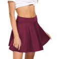 thumbnail image 3 of Stretchy Flared Skater Mini Skirt with Elastic Waist for Women, 3 of 8