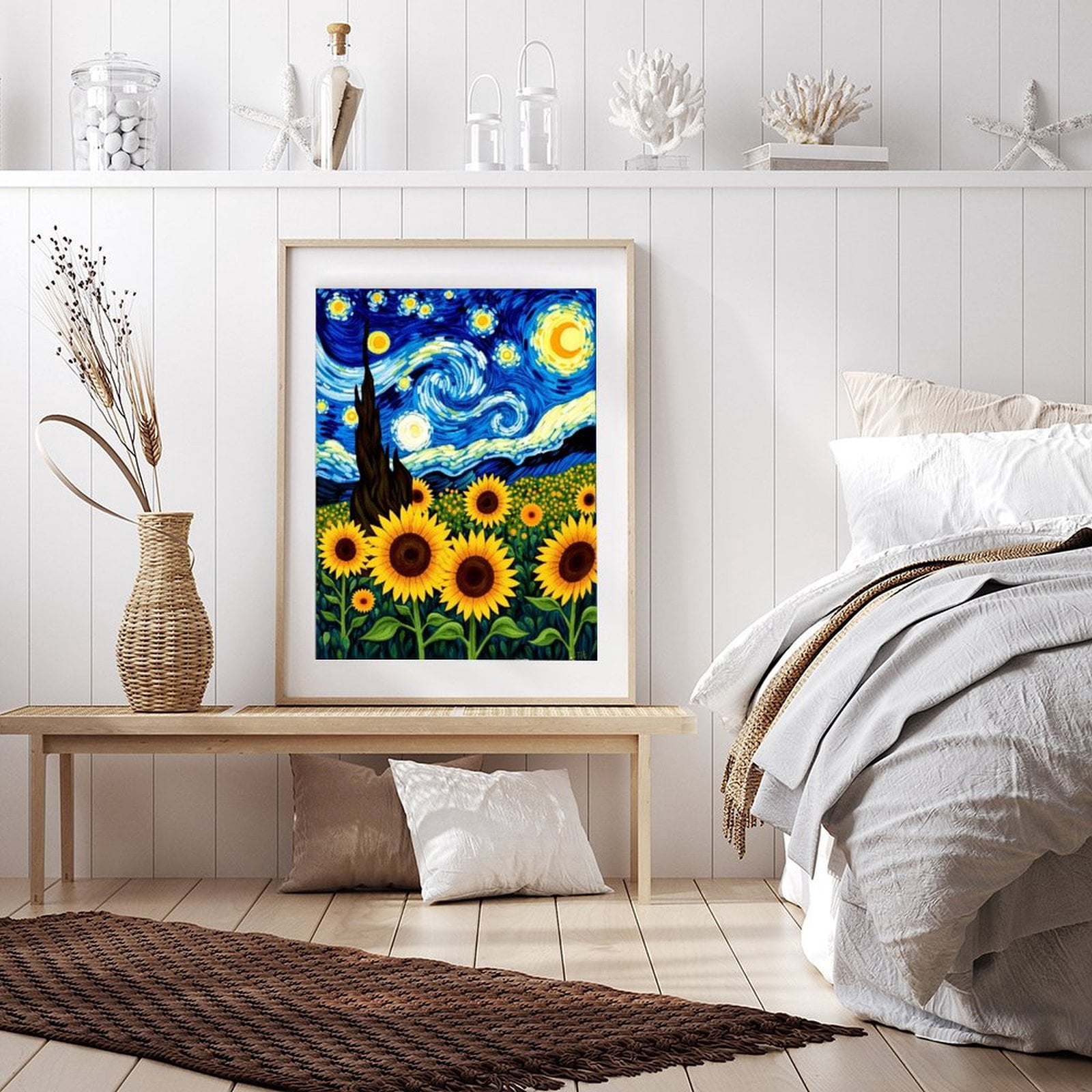 Diamond Art Kits for Adults - 5d Starry Night Sunflower Field Diamond Painting for Adults, Diamond Art for Adults Beginners, Diamond Painting Kits for Adults for Home Wall Decor