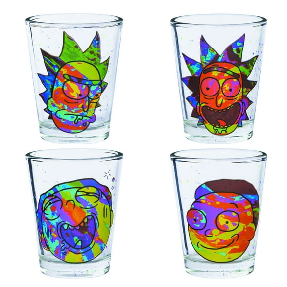 Juego de minivasos Silver Buffalo Rick and Morty de 44 ml, paquete de 4