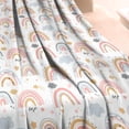 thumbnail image 3 of White Boho Bohemia Rainbows Clouds Stars Pattern Blanket,Comfortable Soft Lamb Wool Throw Blanket,All Season,Warm Lightweight Blankets for Sofa Bed Couch Living Room Chair,40"x50", 3 of 4