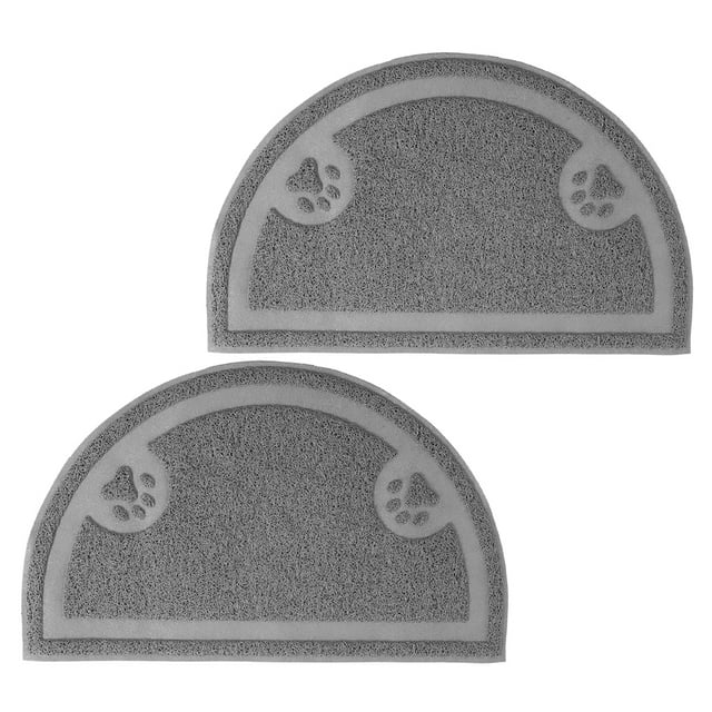 SHOWERORO 2Pcs Non Skid PVC Litter Mat Grey Cat Litter Rug Comfortable Indoor Pet Mat