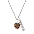 thumbnail image 1 of Delight Jewelry Silvertone Brown & Black Heart with Orange Ruffles Silvertone Balance Bar Charm Necklace, 23", 1 of 4