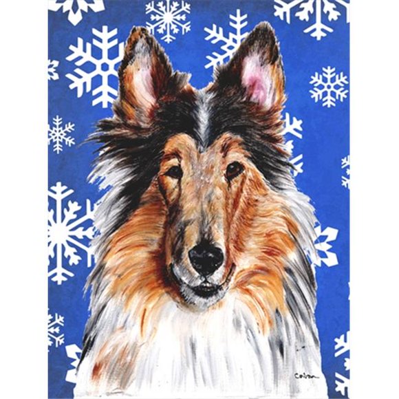 Carolines Treasures SC9766GF Collie Drapeau Flocons de Neige d'Hiver Taille Jardin