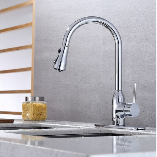 Runfine Single Handle Pull Down Sprayer Kitchen Faucet Chrome Finish Walmart Com Walmart Com