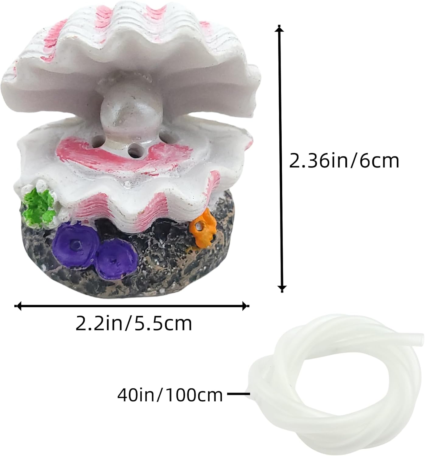 Aquarium Shell Decor Air Bubble Stone with Bubbler Volcano Ornament Undersea Clam Pearl Ornaments for Fish Tank