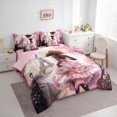thumbnail image 3 of Manfei Ensembles de Literie Simple Mode Moderne pour Fille, Ensemble de Couette de Literie Fleurs de Cerisier Roses, Ensembles de Draps Tour Eiffel Vintage, Décor Maison Ultra Doux Réversible 7 Pcs, 3 of 6