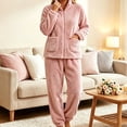 thumbnail image 2 of StSilkitty Womens Fleece Pajama 2 Piece Sets Winter Long Sleeve Full Zip Stand Collar Coat and Pants Loungewear Set with Pockets, 2 of 5