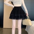 thumbnail image 4 of BUYISI Basic Simple Womens Sweet Cake skirt High waist Lace Skirt Black XL, 4 of 9