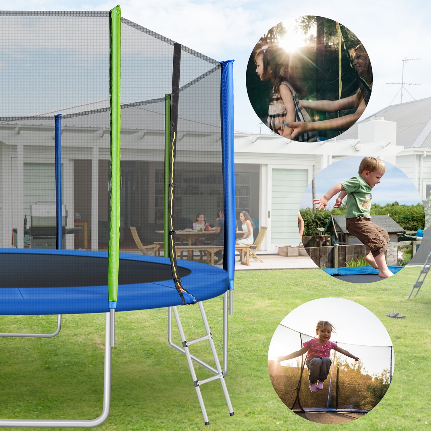 Kadyn 12FT Mini Small Trampolines, Polypropylene Jumping Trampoline with Safety Enclosure Net, Ladder and 8 Wind Stakesm, Round Outdoor Recreational Trampoline for Kids, Colorful Kadyn 12FT Mini Small Trampolines, Polypropylene Jumping Trampoline with Safety Enclosure Net, Ladder and 8 Wind Stakesm, Round Outdoor Recreational Trampoline for Kids, Colorful