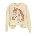 thumbnail image 7 of Long Sleeve Shirts for Women Hemlock Horse Print Sweatshirts for Women Riding Horse Lover Long Sleeve Crew Neck Pullover Tops Casual Loose Shirts Sweatshirt, 7 of 7