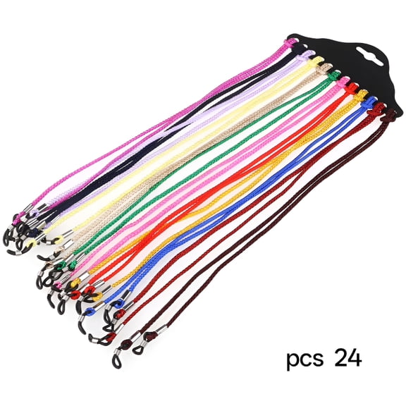 GJX 24 Pcs Eyeglass Strap Holders Glasses Straps, Non-Slip Eyewear Retainers, Eyeglasses Chain Necklace Cords, 24.4" Sunglasses String Straps