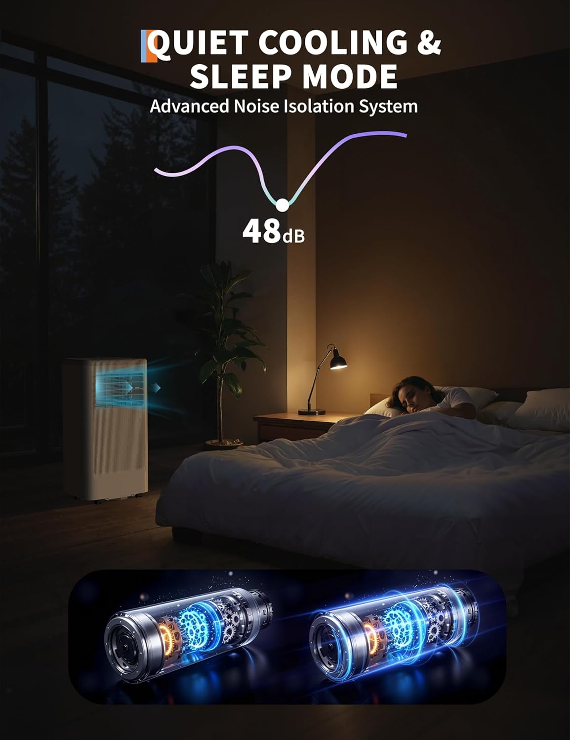8000 btu Portable Air Conditioner 3 Speeds & Sleep Mode, 3 in-1 Cooling AC Portable Air Conditioner for Room, Standing Air Conditioner for Room, Ventless Floor Air Conditioner Unit Portable
