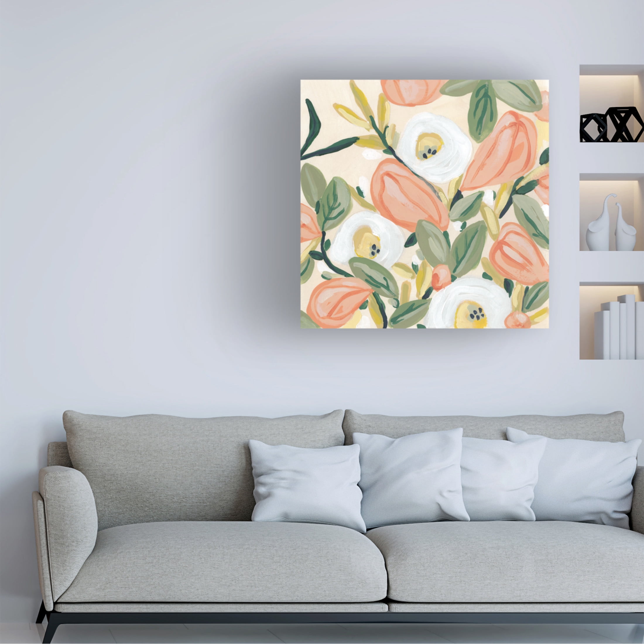 Canvas Wall Art - June Erica Vess 'Gleeful Garden I' Wall Art for Living Room, Bedroom, or Office Décor by Trademark Fine Art - 35 x 35 Inches