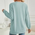 thumbnail image 5 of hotojiny Long Sleeve Sweatshirts for Women Fall Crew Neck Ribbed Knit Pullover Tops Side Slit Casual Loose Tunic Tops, 5 of 6