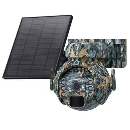 3MP 4G Solar Powered Camera Outdoor WIFI Wildlife Trail Camera Waterproof Infrared Night Vision Motion Activated(B)