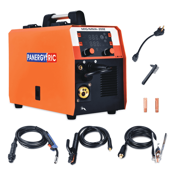 200A Gas Gasless Multiprocess Mig Welder,Flux Cored/MIG/Lift TIG/Stick Welder 4 in 1 Portable Welding Machine,With Synergic Control 110V/220V Dual Voltage Wire Feed Welder