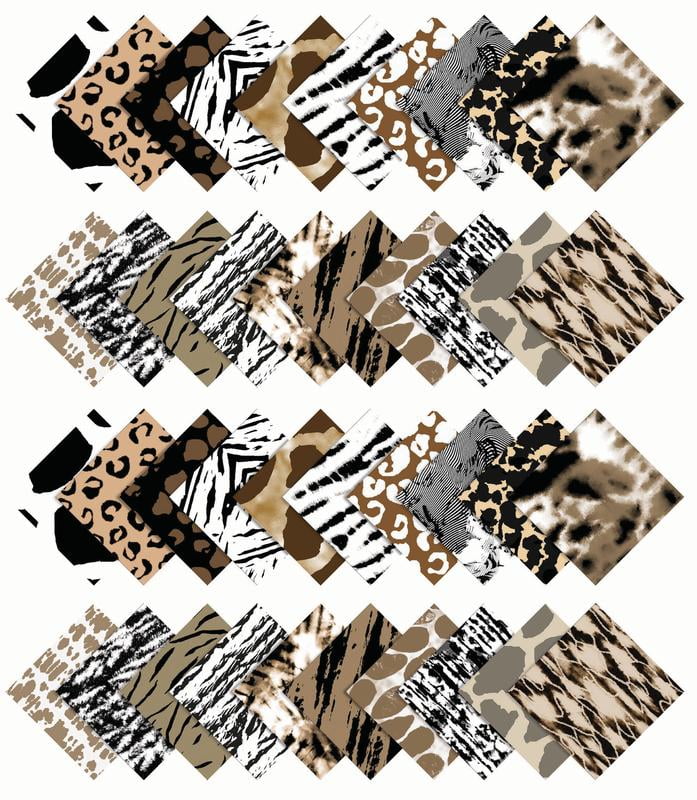 Soimoi 40Pcs Animals Print Cotton Precut Fabrics For Quilting Craft Strips 2.5x42inches Jelly Roll - Purple