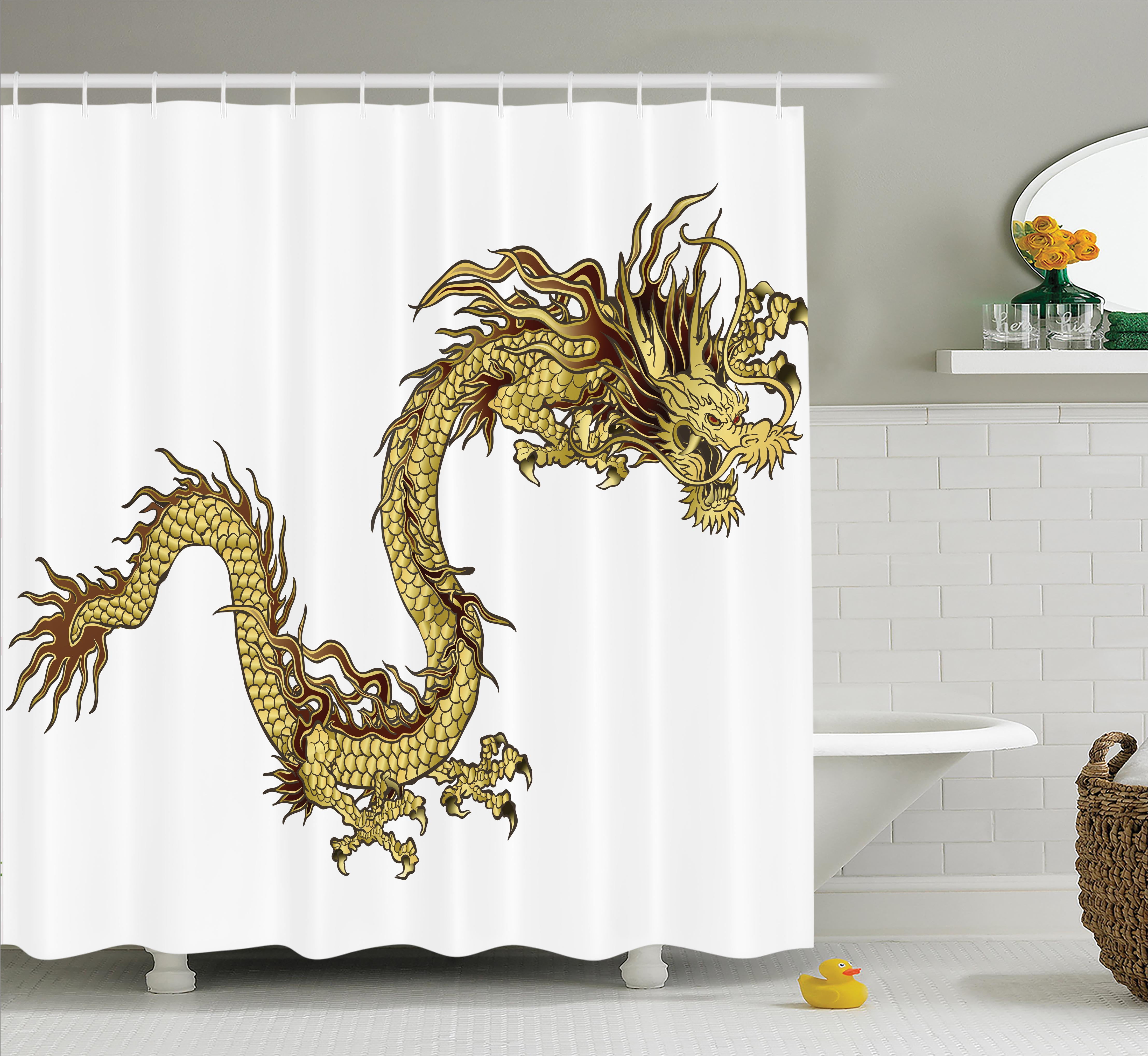 Dragon Shower Curtain, Fire Dragon Zodiac with Large Claws Symbol Power
