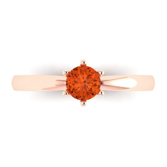 Clara Pucci 14K Rose Gold 0.5ct Red Solitaire Ring for Women