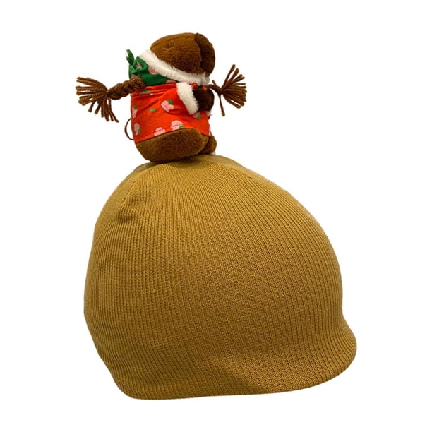 Funda para casco de esquí con forma de animal, suave y cálida, para actividades al aire libre, ciclismo con una sola tabla Caqui