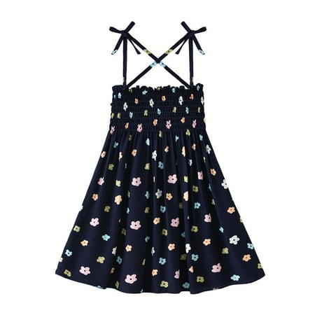

DTBPRQ Little Girls Cotton Dress Boho Sleeveless Casual Summer Sundress Flower Printed Jumper Skirt Beach Dress