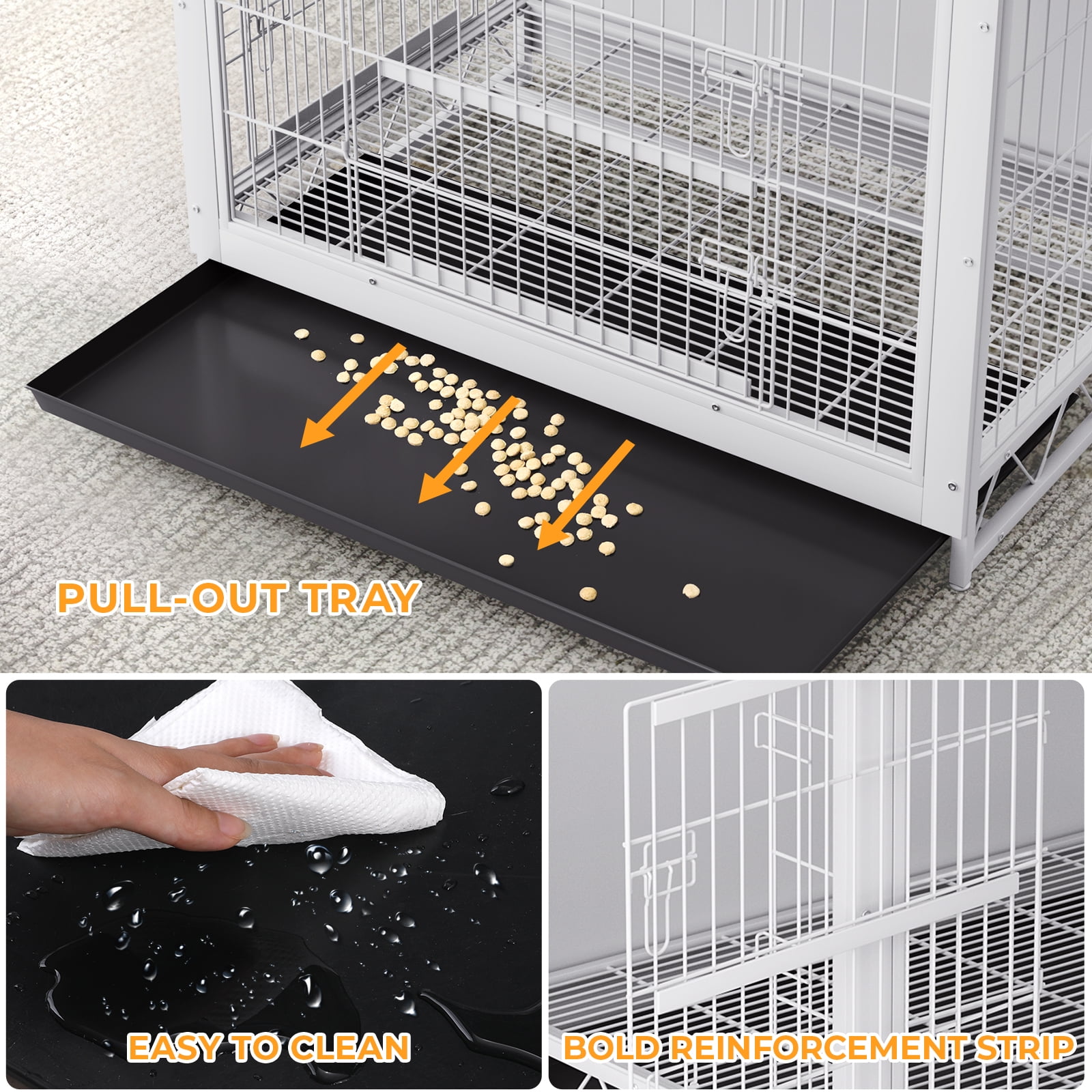 Pirecart 44.1" Wooden Large Pet Dog Crate Furniture with Removable Tray for Small/Medium/Large Dogs