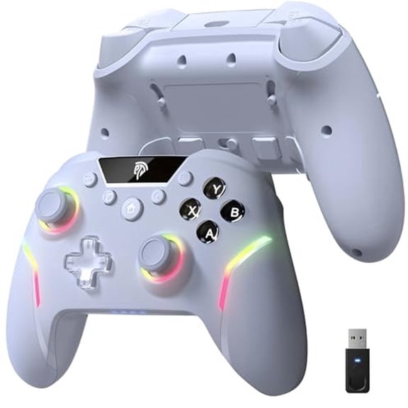 (Open Box) EasySMX X20 Wireless Gaming Controller, Mechanical Buttons, RGB Backlit, 1000Hz Polling Rate, Dual-Stage Hall-Effect Joysticks, 6-Axis Gyro, Multi-Platform Compatible