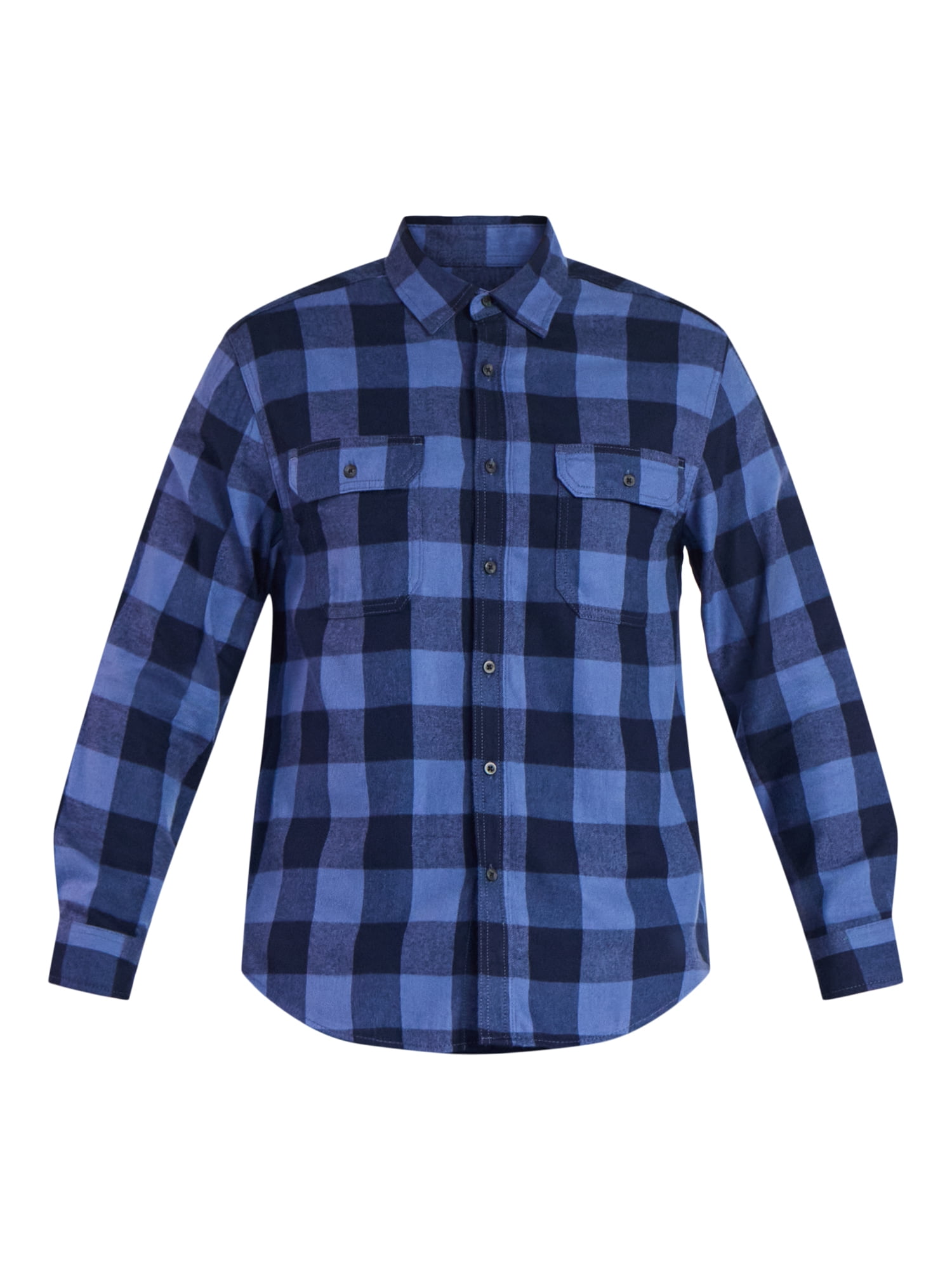 George Men s Big Men s 2 Pack Flannel Shirt with Long Sleeves Sizes XS 3XLT