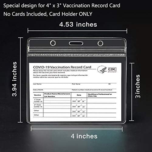 LACE INN Vaccine Card Protector CDC Immunization Vaccine Record Card Sleeve Holder Clear Waterproof ID Badge Holder Resealable Zip Vinyl Plastic Pouch Style 1, 5 