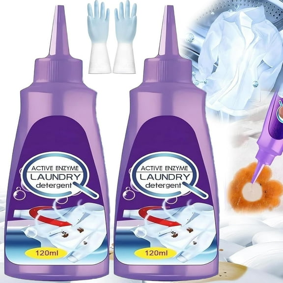 Symmetry Stain Remover, Graceiful Stain Remover, Active Enzyme Laundry Stain Remover Purple Bottle - White Shirt Guardian, Enzyme Stain Remover for Clothes (2PCS),Clearance!