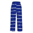 thumbnail image 6 of QATAINLAV Women's Lightweight Linen Pants Dressy Casual Elastic High Waisted Cropped Trouser Loose Side Slits Straight Leg Pant, Blue, M, 6 of 7