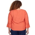 thumbnail image 2 of Alfred Dunner Womens Plus-Size Gauze Tie Front Bell Sleeve Top With Necklace, 2 of 6