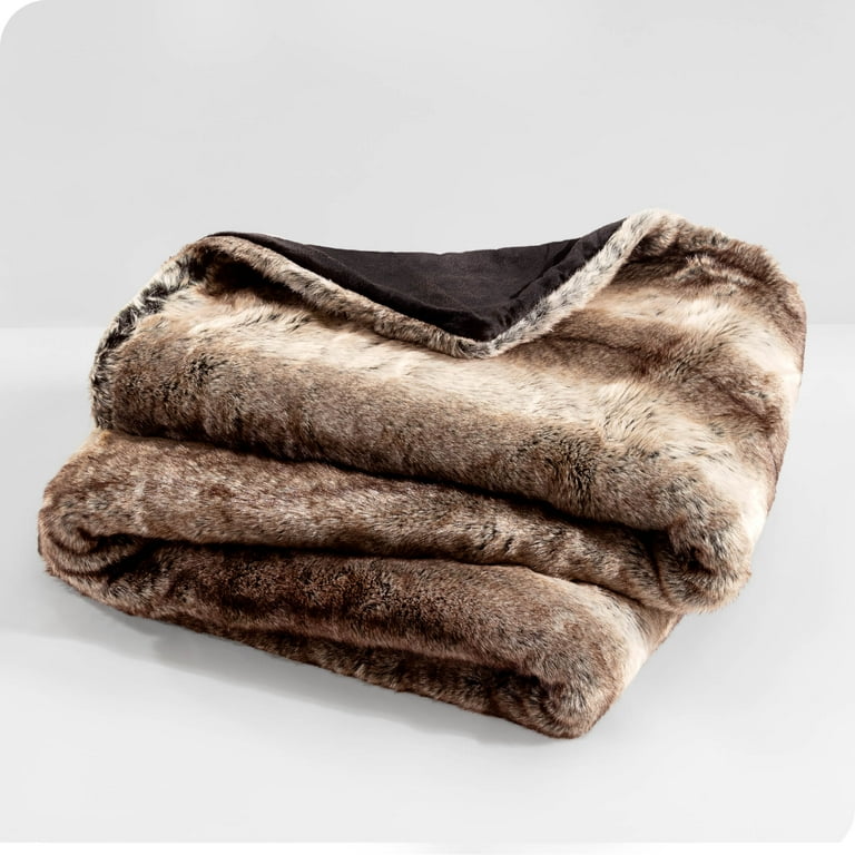 Brown And White Faux Fur Ombre Plush Throw Brown And White Faux Fur Ombre Plush Throw