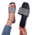 thumbnail image 2 of NOKIO Women's Fashion Rhinestones Design Slides Sandals Shoes Women's Summer Outwear Soft Sole Comfortable Flat Bottom Sandals And Slippers Women's Shoes Square Open Toe Slide Sandals, 2 of 9