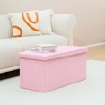 thumbnail image 2 of PINPLUS 30" Folding Storage Ottoman Bench, Faux Leather Footstool for Living Room,Toy Chest for Gril, Pink, 2 of 10