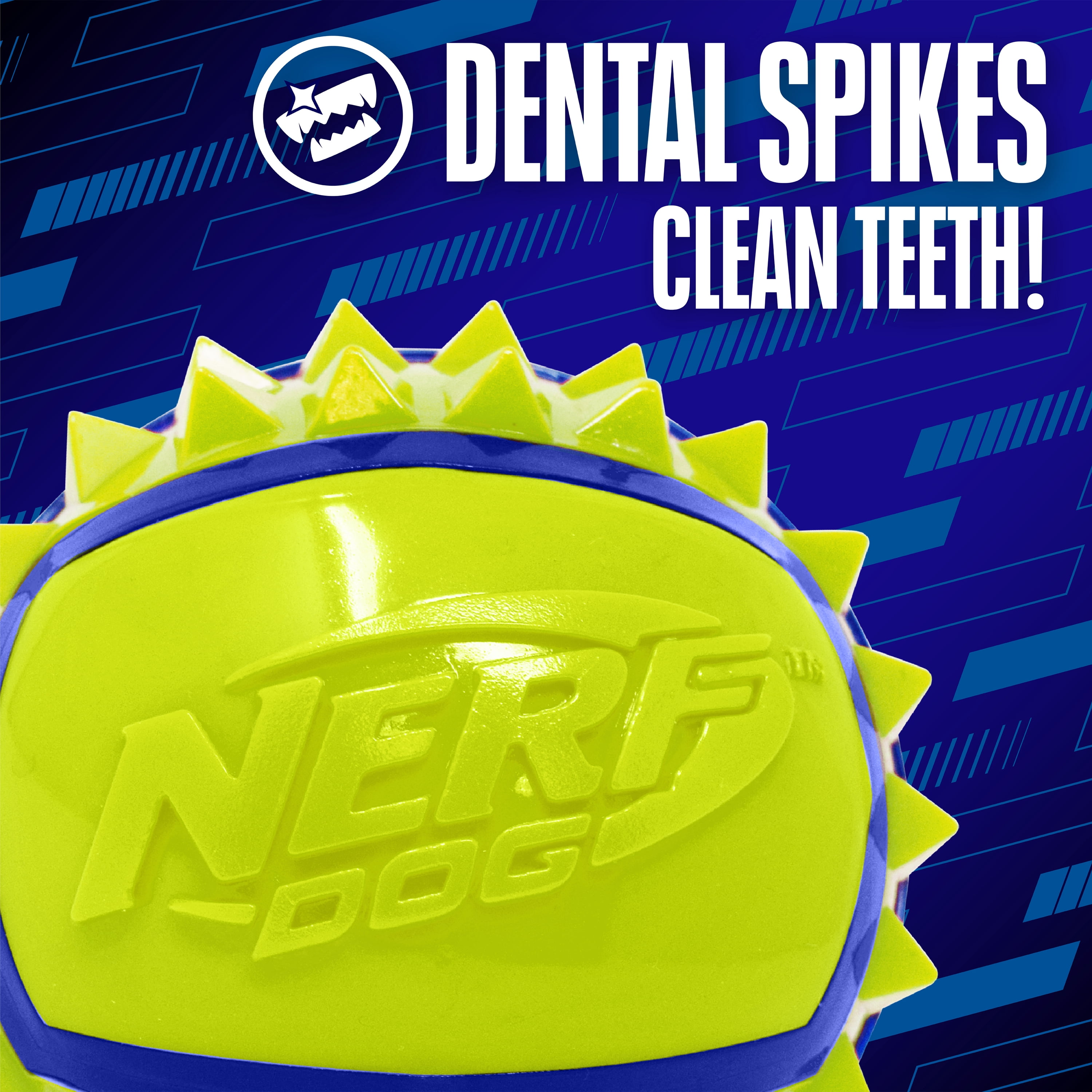 Nerf Dog TPR Dental Spike Ball, Blue/Green, 3 inch