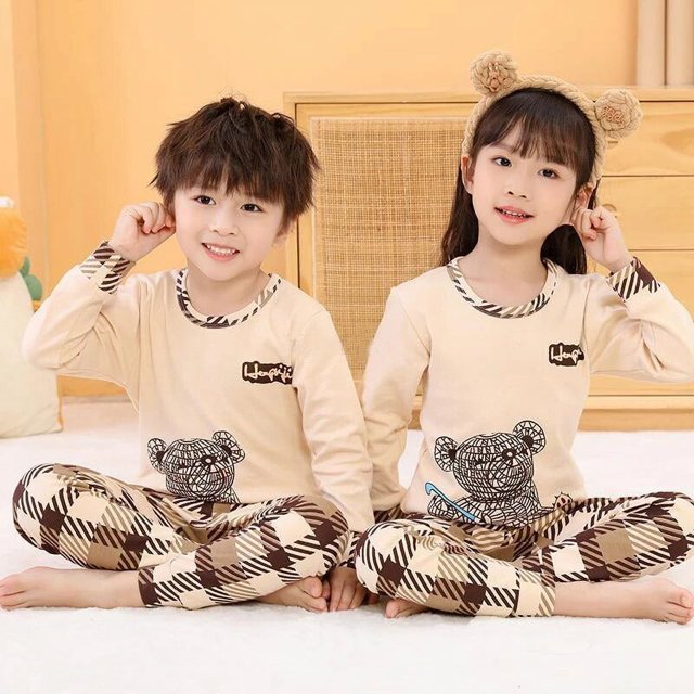 Conjuntos de pijamas de algodón para niños y niñas, ropa de dormir de Navidad para el hogar