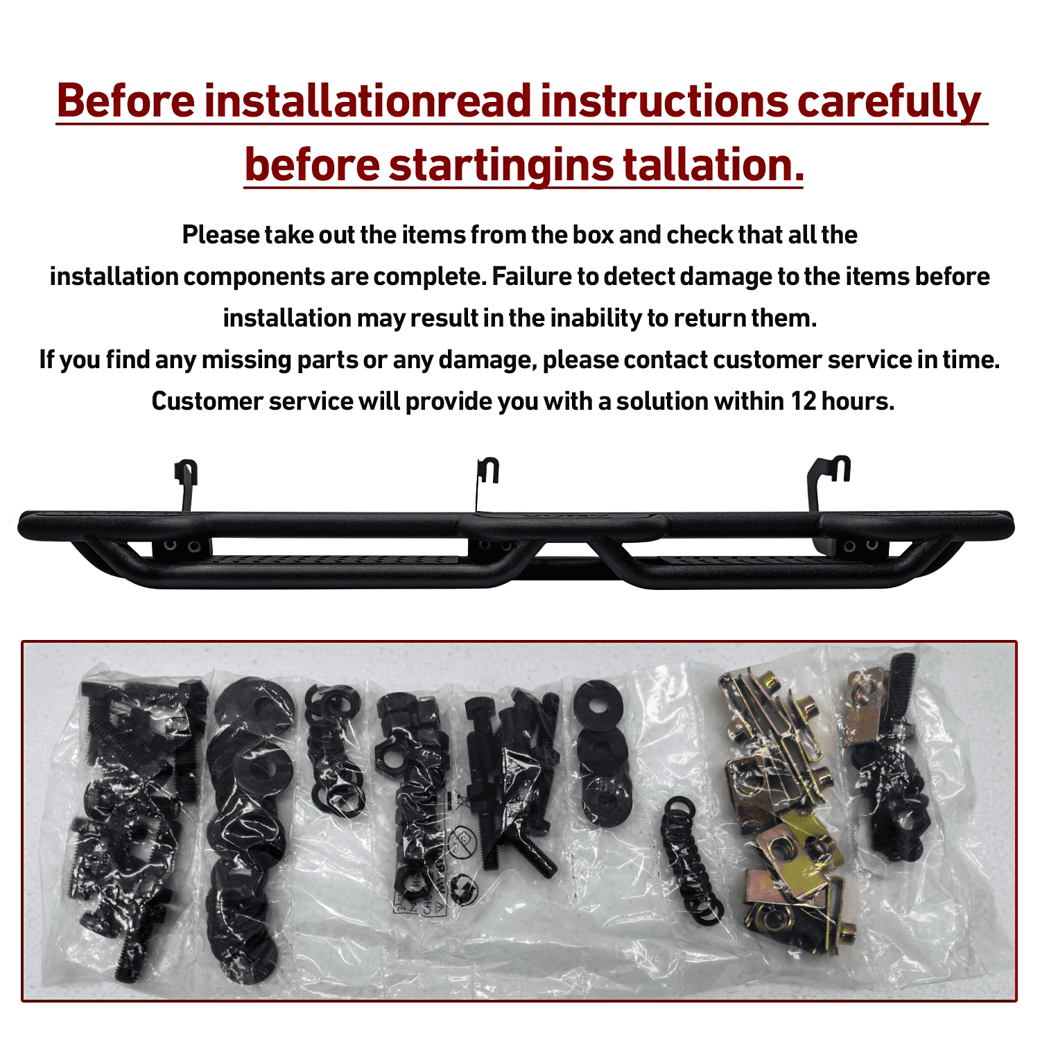 Vijay Running Boards Compatible with 2007-2018 Chevrolet Silverado 1500 / 2007-2018 GMC Sierra 1500 Extended Cab Bolt-on Side Steps Rails Steel Nerf Bars